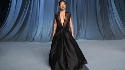 US actor Greta Lee wows with her never-ending glamour at the Academy Museum Gala.&nbsp; (AFP)