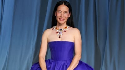 Lucy Liu looks lovely in a strapless, corseted gown in the ice blue shade, which she wore to the Academy Museum Gala.&nbsp; (AFP)