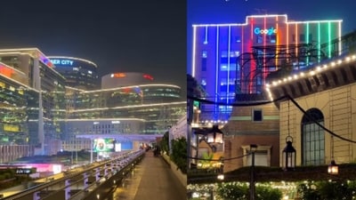Gurgaon lit up beautifully ahead of Diwali, as a viral clip captured the city’s skyline shimmering with lights. (Instagram/zubair._.zuby) Gurgaon lit up beautifully ahead of Diwali, as a viral clip captured the city’s skyline shimmering with lights. (Instagram/zubair._.zuby)