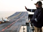Goa, Oct 20 (ANI): Prime Minister Narendra Modi witnessing Air Power Demo on INS Vikrant, in Goa on Monday. (@narendramodi X/ANI Photo)