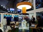 FILE PHOTO: An AI avatar demonstration at the Amazon Web Services (AWS) exhibitor stall at the India Mobile Congress 2025 at Yashobhoomi, a convention and expo center in New Delhi, India, October 8, 2025. 