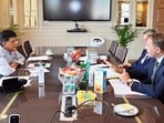 India’s strategy of not ceding ground in critical fields while trying for an amicable deal in trade talks is the optimum strategy available in the short term. This must be complemented by a strategic focus on diversification of export markets and boosting competitiveness. (Piyush Goyal X/ANI)