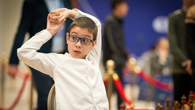 Faustino Oro during a tournament. (X (FIDE/Lennart Ootes))