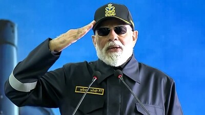He made the remarks while addressing Navy personnel on board INS Vikrant. (ANI Video Grab) He made the remarks while addressing Navy personnel on board INS Vikrant. (ANI Video Grab)