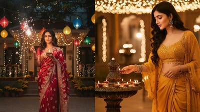AI-generated portraits of a girl celebrating Diwali. (@ShreyaYadav___/X) AI-generated portraits of a girl celebrating Diwali. (@ShreyaYadav___/X)