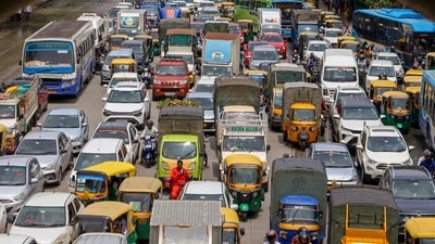 A Bengaluru resident flagged collapsing infrastructure after witnessing a beam fall and a 3:30 am traffic jam, (PTI) A Bengaluru resident flagged collapsing infrastructure after witnessing a beam fall and a 3:30 am traffic jam, (PTI)