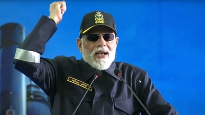 Prime Minister Narendra Modi addresses the Indian Navy personnel during Diwali celebration aboard INS Vikrant. (PMO) Prime Minister Narendra Modi addresses the Indian Navy personnel during Diwali celebration aboard INS Vikrant. (PMO)