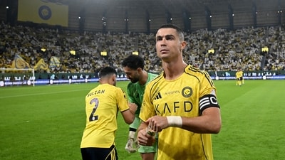 Al Nassr's Cristiano Ronaldo before a match. (REUTERS)