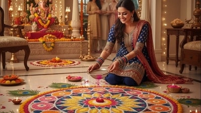 Celebrate Diwali 2025 with beautiful rangoli designs and diyas. (Google Gemini) Celebrate Diwali 2025 with beautiful rangoli designs and diyas. (Google Gemini)
