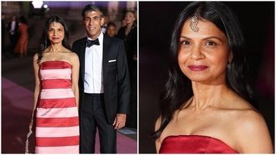 Akshata Murty attends the Pink Ball with Rishi Sunak. Akshata Murty attends the Pink Ball with Rishi Sunak.