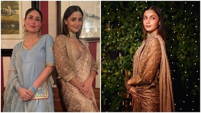 Alia Bhatt and Kareena Kapoor celebrate Diwali in dazzling outfits. Alia Bhatt and Kareena Kapoor celebrate Diwali in dazzling outfits.
