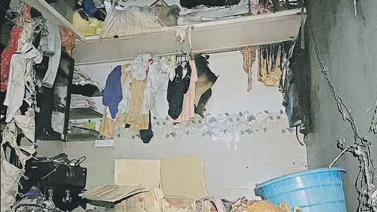 The incident occurred around 2:45 am and the fire was confined to the electric wiring, electric installations, three EV batteries and household articles in the room. (Bhushan Koyande/HT Photo)