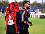 India's Virat Kohli walks from the nets after a practice session India's Virat Kohli walks from the nets after a practice session