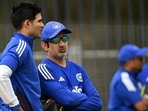 India's captain Shubman Gill (L) talks to head coach Gautam Gambhir during a practice session against Australia. (AFP) India's captain Shubman Gill (L) talks to head coach Gautam Gambhir during a practice session against Australia. (AFP)