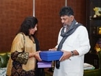 Biocon chairperson meets Karnataka deputy CM DK Shivakumar at his Sadashivanagar residence on Tuesday. Biocon chairperson meets Karnataka deputy CM DK Shivakumar at his Sadashivanagar residence on Tuesday.