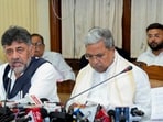In this image received on Sept. 16, 2025, Karnataka Chief Minister Siddaramaiah with Karnataka Deputy Chief Minister DK Shivakumar 