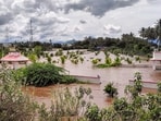 A view of partially submerged structures following heavy rainfall, in Uthamapalayam, Tamil Nadu. A view of partially submerged structures following heavy rainfall, in Uthamapalayam, Tamil Nadu.