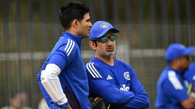 India's captain Shubman Gill (L) talks to head coach Gautam Gambhir during a practice session against Australia. (AFP) India's captain Shubman Gill (L) talks to head coach Gautam Gambhir during a practice session against Australia. (AFP)