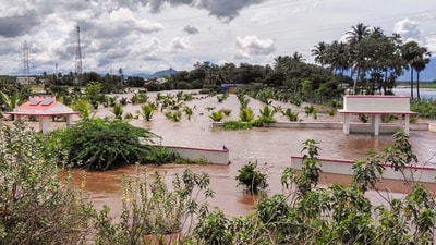 A view of partially submerged structures following heavy rainfall, in Uthamapalayam, Tamil Nadu. (PTI) A view of partially submerged structures following heavy rainfall, in Uthamapalayam, Tamil Nadu. (PTI)