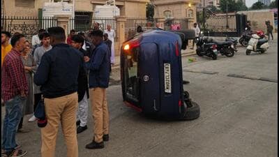 Supervisor of milk business on bike was killed after being hit by car early Tuesday morning on newly-opened cement-concrete road in NIBM Annexe-Mohammadwadi area. (HT) Supervisor of milk business on bike was killed after being hit by car early Tuesday morning on newly-opened cement-concrete road in NIBM Annexe-Mohammadwadi area. (HT)