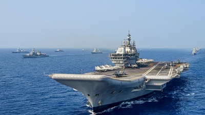 The meeting is also taking place days after PM Narendra Modi spent a night on board aircraft carrier INS Vikrant to celebrate Diwali. (X/indiannavy) The meeting is also taking place days after PM Narendra Modi spent a night on board aircraft carrier INS Vikrant to celebrate Diwali. (X/indiannavy)