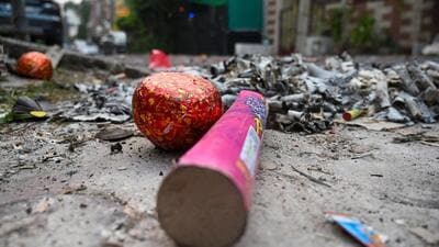 The street after people burst firecrackers during Diwali (Representative Image) (HT Photo/Sunil Ghosh)