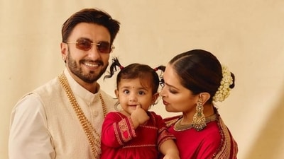 Deepika Padukone and Ranveer Singh held daughter Dua in their arms. Deepika Padukone and Ranveer Singh held daughter Dua in their arms.