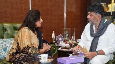 An online exchange between Shivakumar and Mazumdar-Shaw had recently drawn attention to the city’s deteriorating infrastructure. (x@DKShivakumar) An online exchange between Shivakumar and Mazumdar-Shaw had recently drawn attention to the city’s deteriorating infrastructure. (x@DKShivakumar)