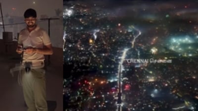 A drone clip showing Chennai lit up on Diwali night went viral. (Instagram/kushal.stories) A drone clip showing Chennai lit up on Diwali night went viral. (Instagram/kushal.stories)