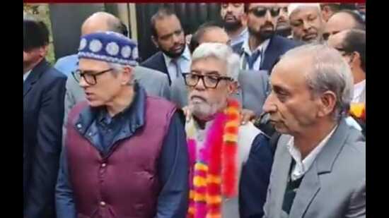 The National Conference has fielded ) Aga Syed Mehmood from the Budgam seat. (HT)