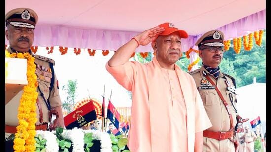 Uttar Pradesh Chief Minister Yogi Adityanath during Police Commemoration Day, in Lucknow on Tuesday. (Sourced)