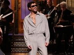 This image released by NBC shows host Bad Bunny during his monologue on "Saturday Night Live" in New York This image released by NBC shows host Bad Bunny during his monologue on "Saturday Night Live" in New York