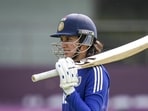 India's Smriti Mandhana during a practice session ahead of an ICC Women's World Cup ODI match against New Zealand Women. (PTI) India's Smriti Mandhana during a practice session ahead of an ICC Women's World Cup ODI match against New Zealand Women. (PTI)