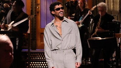 This image released by NBC shows host Bad Bunny during his monologue on "Saturday Night Live" in New York (AP) This image released by NBC shows host Bad Bunny during his monologue on "Saturday Night Live" in New York (AP)
