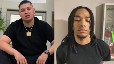 Kevin KJ Brown (R) was identified as the suspect in Sayso P's shooting (X) Kevin KJ Brown (R) was identified as the suspect in Sayso P's shooting (X)