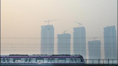 The Central Pollution Control Board (CPCB) reported that the Air Quality Index (AQI) for Noida, Greater Noida, and Ghaziabad worsened further, revealing how festive-night celebrations continued to drown out both silence and clean air. (Sunil Ghosh/HT Photo) The Central Pollution Control Board (CPCB) reported that the Air Quality Index (AQI) for Noida, Greater Noida, and Ghaziabad worsened further, revealing how festive-night celebrations continued to drown out both silence and clean air. (Sunil Ghosh/HT Photo)