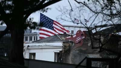 Heavy machinery tears down a section of the East Wing of the White House as ballroom construction begins (AFP) Heavy machinery tears down a section of the East Wing of the White House as ballroom construction begins (AFP)