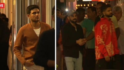 Shubman Gill, Virat Kohli, and Shreyas Iyer arrive at the British Raj restaurant in Adelaide. (Screengrab) Shubman Gill, Virat Kohli, and Shreyas Iyer arrive at the British Raj restaurant in Adelaide. (Screengrab)