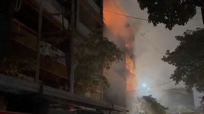 Fire tenders reached the spot, and firefighting operations helped douse the fire. (ANI video grab) Fire tenders reached the spot, and firefighting operations helped douse the fire. (ANI video grab)