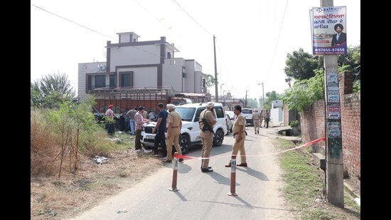 Three criminals associated with jailed gangster Jaggu Bhagwanpuria have been arrested following a brief shootout with Jalandhar commissionerate police on Wednesday. (HT Photo)