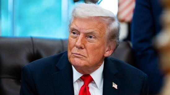 US President Donald Trump in the Oval Office of the White House in Washington, DC, US, on Tuesday, Oct. 21, 2025. (Bloomberg)