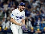 Alex Vesia #51 of the Los Angeles Dodgers reacts after the third out in the seventh inning against the Milwaukee Brewers Alex Vesia #51 of the Los Angeles Dodgers reacts after the third out in the seventh inning against the Milwaukee Brewers
