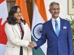In this image posted on October 13, 2025, India’s External Affairs Minister S Jaishankar (right) with Canada’s Minister of Foreign Affairs Anita Anand during a meeting, in New Delhi. (PTI)