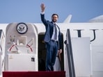 US Vice President JD Vance waves as he boards Air Force Two en route to Washington, DC, at Ben Gurion Airport in Tel Aviv on October 23, 2025. US Vice President JD Vance waves as he boards Air Force Two en route to Washington, DC, at Ben Gurion Airport in Tel Aviv on October 23, 2025.