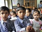 Students sitting in their classroom at Government School Chhawni Mohalla area in Ludhiana (HT File)
