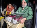 The ‘Jore Sahib’, comprising the footwear of Guru Gobind Singh and his wife, Mata Sahib Kaur, have been in the possession of the Union minister’s family for over 300 years. (HT)