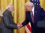 US President Donald Trump and Prime Minister Narendra Modi shake hands as they attend a joint press conference at the White House in Washington.