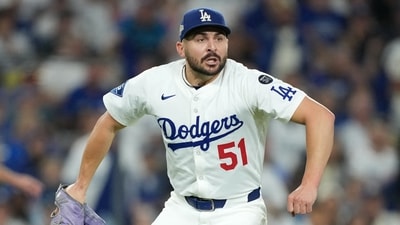 Alex Vesia went 4-2 with a 3.02 ERA in 68 regular-season games. He is 2-0 with a 3.86 ERA in seven postseason appearances. (Reuters)