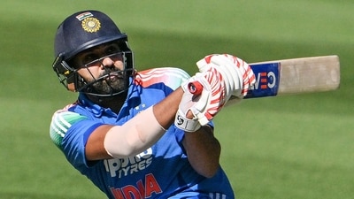 India's Rohit Sharma bats during the second one-day international (ODI) men's cricket match against Australia (AFP)