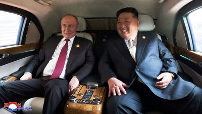 This picture taken on September 3, 2025 shows North Korean leader Kim Jong Un (R) and Russia's President Vladimir Putin in a car in Beijing. (AFP) This picture taken on September 3, 2025 shows North Korean leader Kim Jong Un (R) and Russia's President Vladimir Putin in a car in Beijing. (AFP)